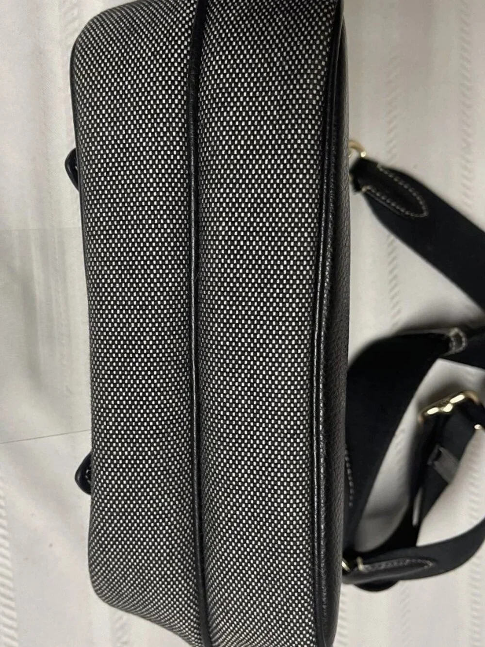 Coach Lucy Two-Tone Black and Charcoal Flap Crossbody Bag Gold Hardware